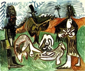 Guitarrista y personajes de un paisaje II 1960 Pablo Picasso Pinturas al óleo